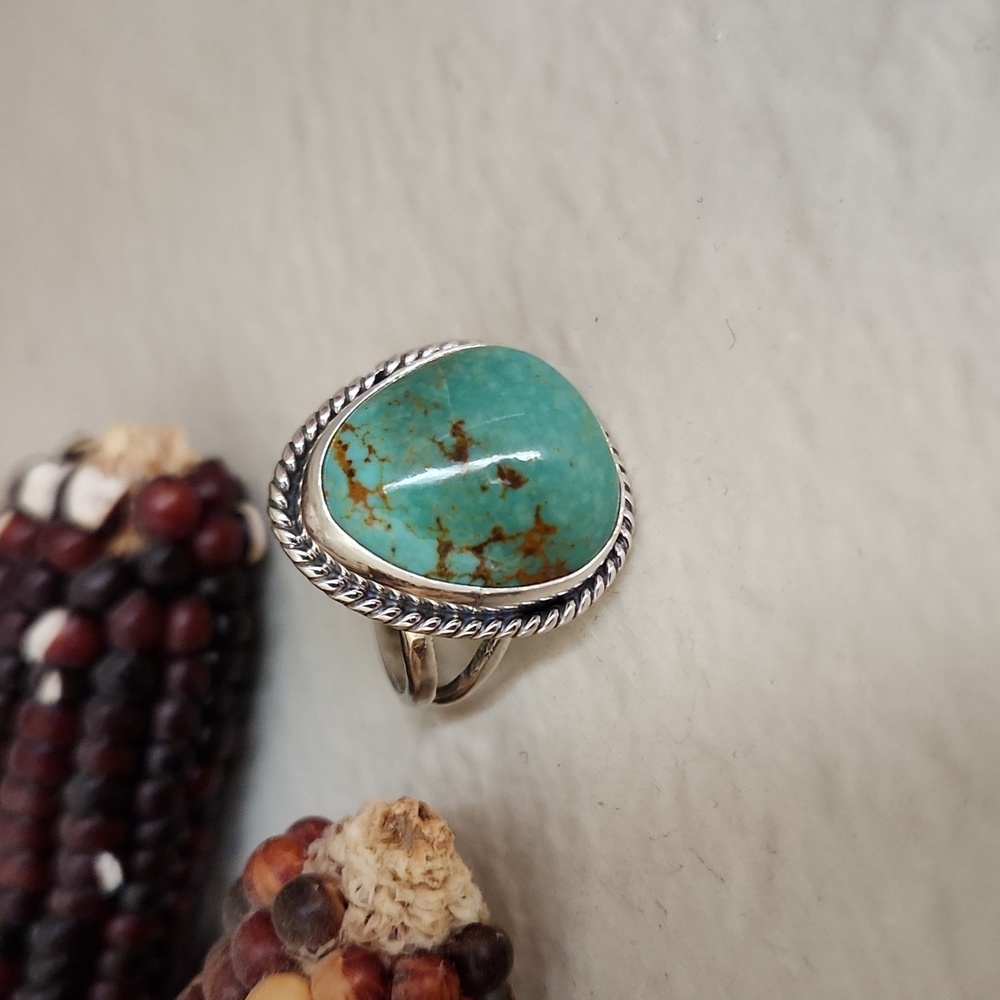 Stunning NWOT Native American Navajo Turquoise & Sterling Ring 💍 💙💚